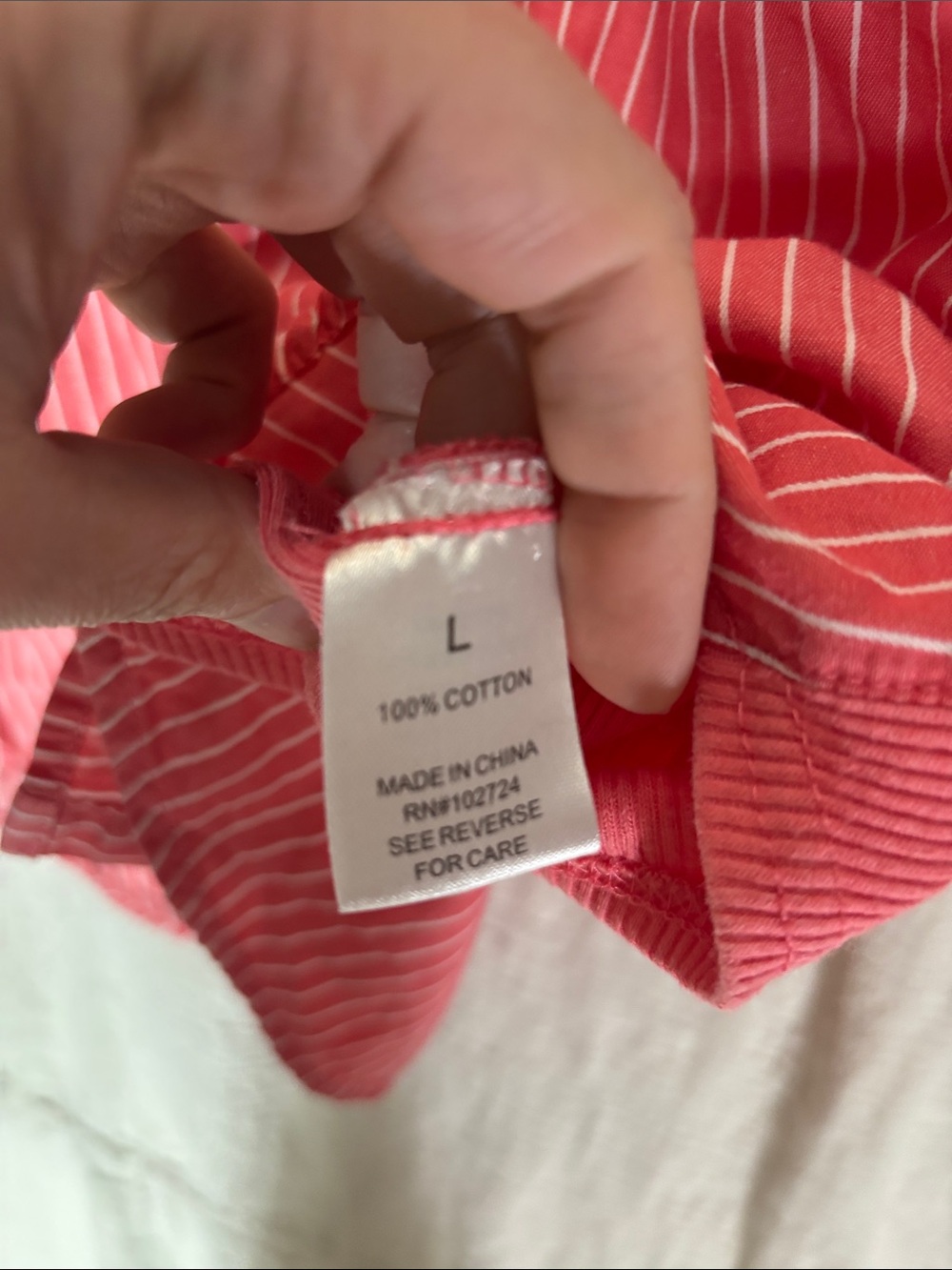 Hester & Orchard Coral Striped Button Down Size L 100% Cotton Stretch Sides EUC - Picture 3 of 9